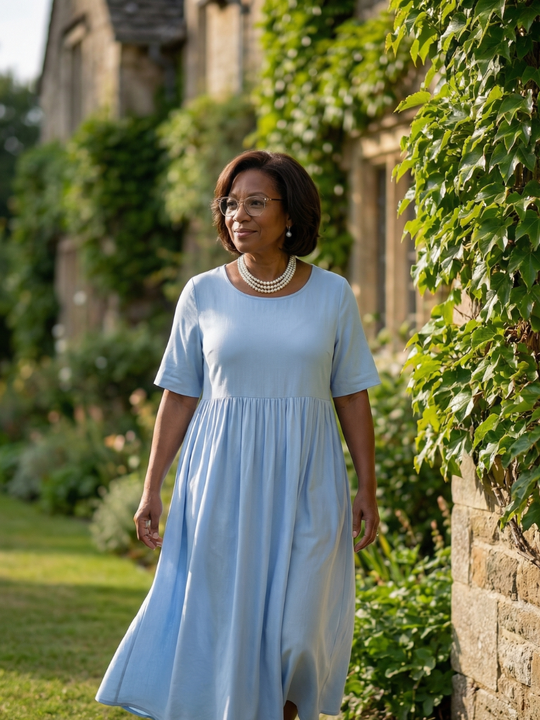Ciren | Simple Gather Midi Dress