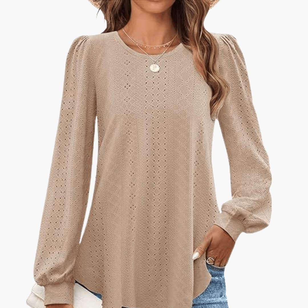 Casual Lantern Top for Women - Loose Fit, Elegant Sleeves - Made by Jessica