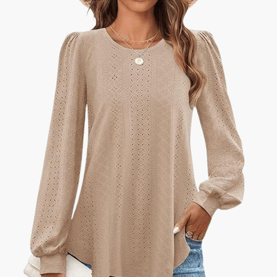 Casual Lantern Top for Women - Loose Fit, Elegant Sleeves - Made by Jessica