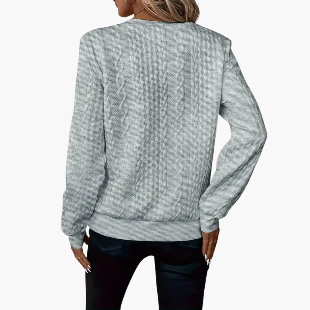 Cable Knit Zip Sweater – Women's Long Sleeve Pullover - Made by Jessica