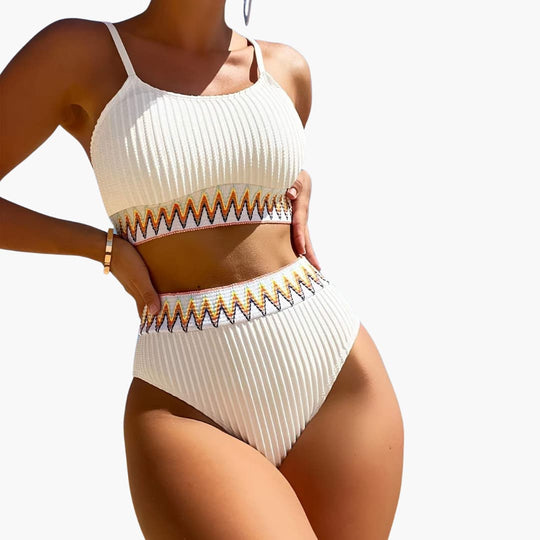 Women’s Bikini Set with Wide Straps and High-Waisted Bottoms