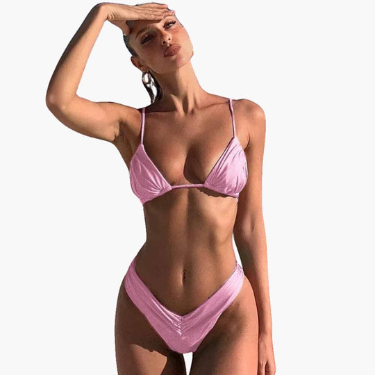 Women’s bikini set with triangle top and high-cut bottoms