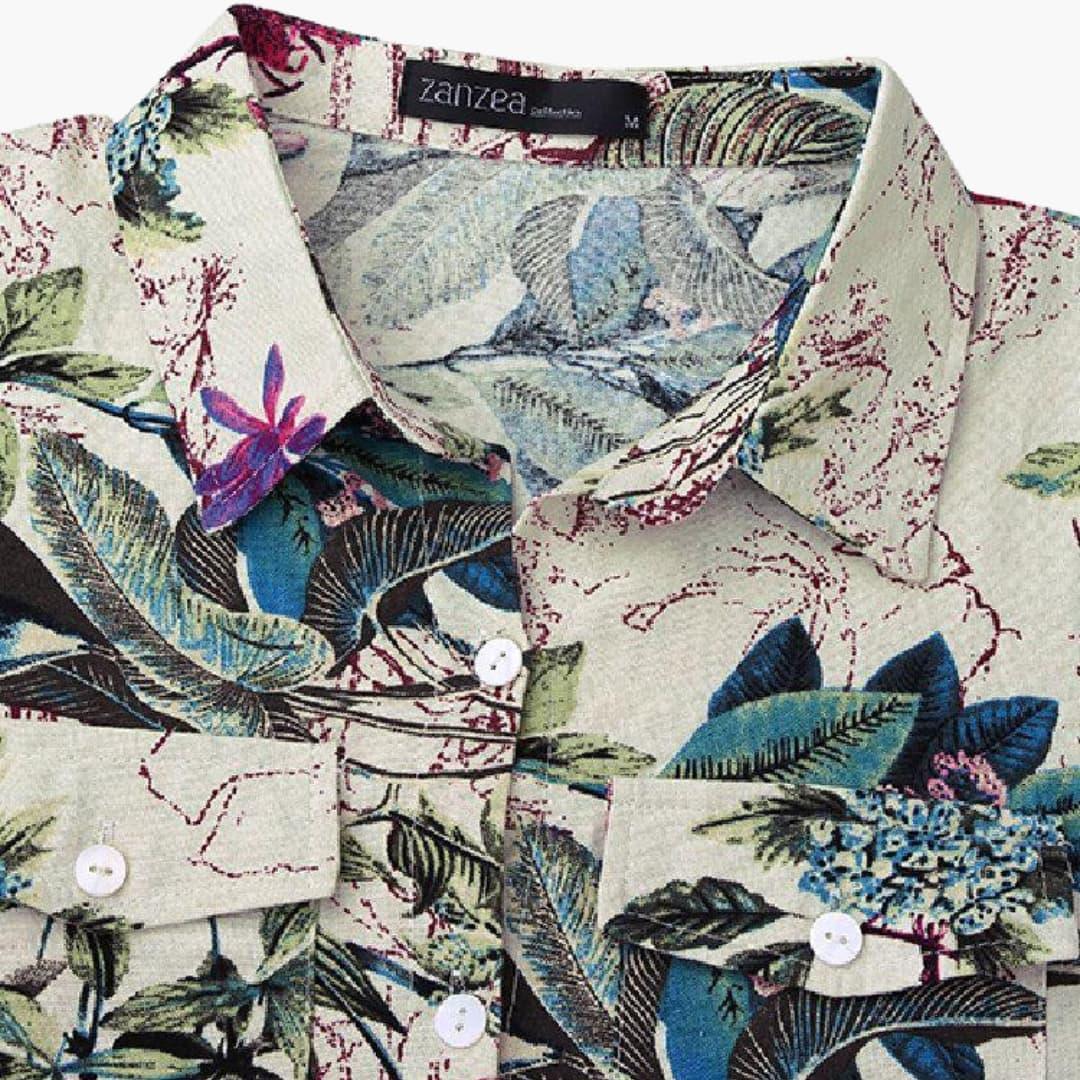 Women's Loose Fit Midi Dress with Floral Print and Button-Down Style