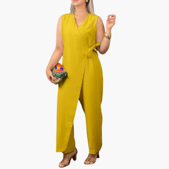 Women’s Jumpsuit with Wrap Front and Tie