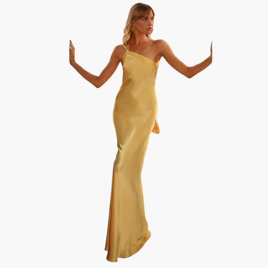 Women’s maxi dress with halter neckline and backless design