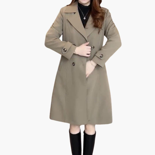 Women’s Trench Coat with Shaped Silhouette and Belted Waist