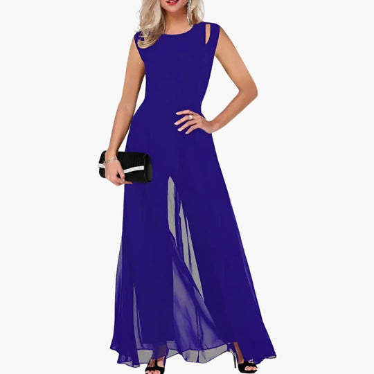 Women's Sleeveless Wide-Leg Jumpsuit with High-Rise Waist and Fluid Draping