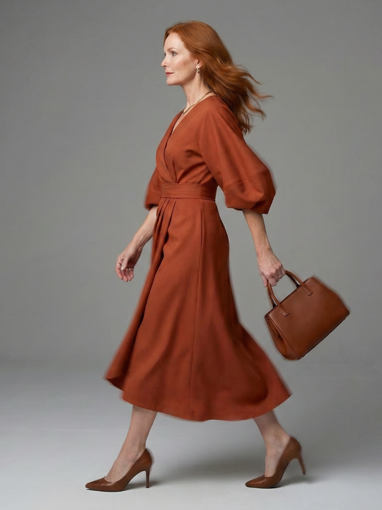 Beryl | Sculpted Waist Panel Midi Dress