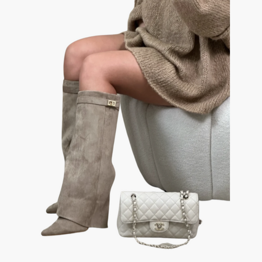 Women’s Over-the-Knee Boots with Pointed Toe and Buckle