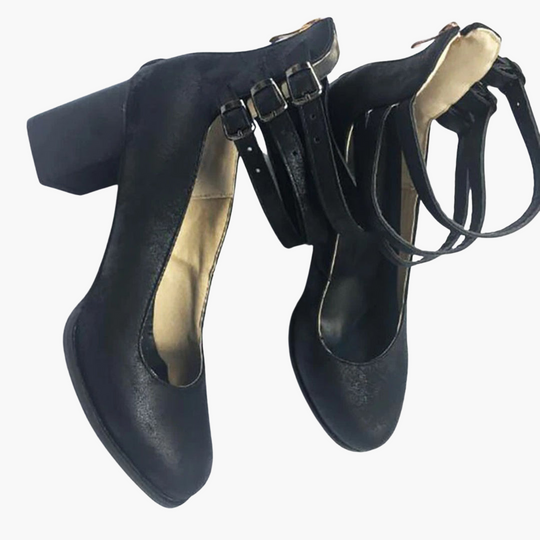 Women’s Ankle Boots with Chunky Heel and Buckle Detail