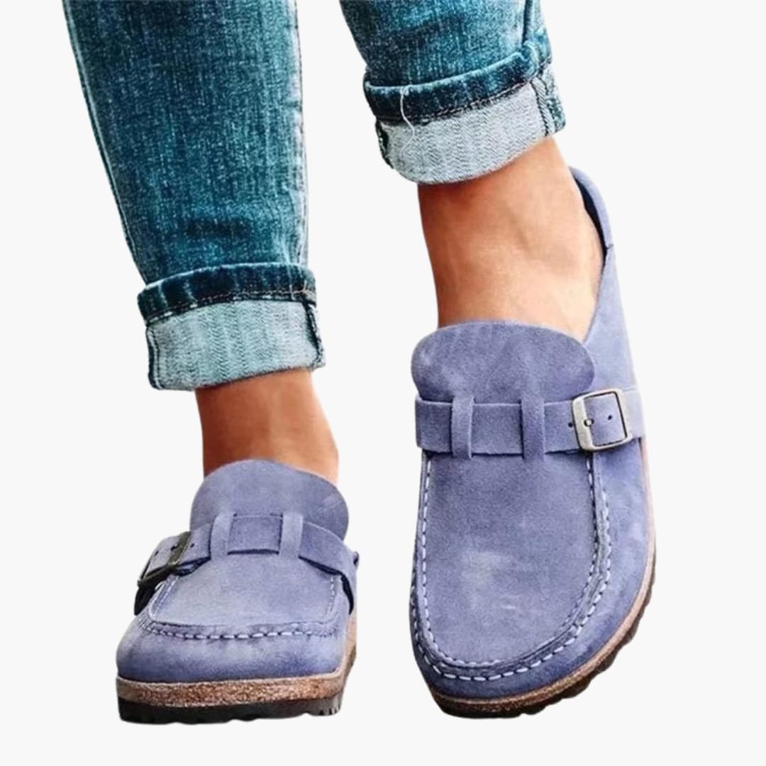 Women’s Slip-On Loafers with Strap and Buckle