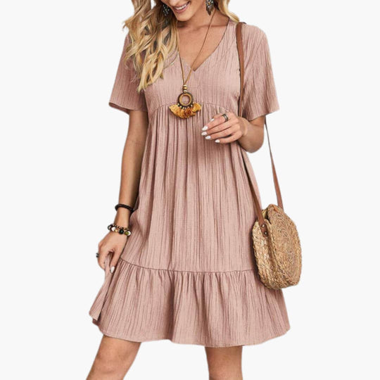 Women’s A-Line Dress with V-Neckline and Tiered Skirt