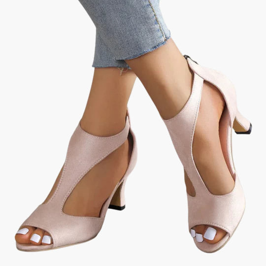 Women's Heels with Peep Toe and Zipper