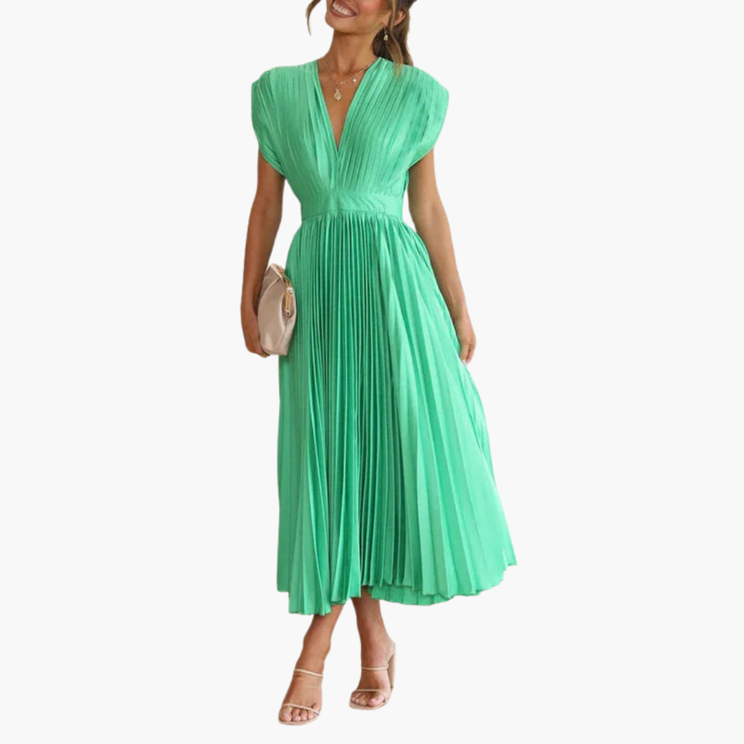 Women’s Midi Dress with Puff Sleeves and Floral Print