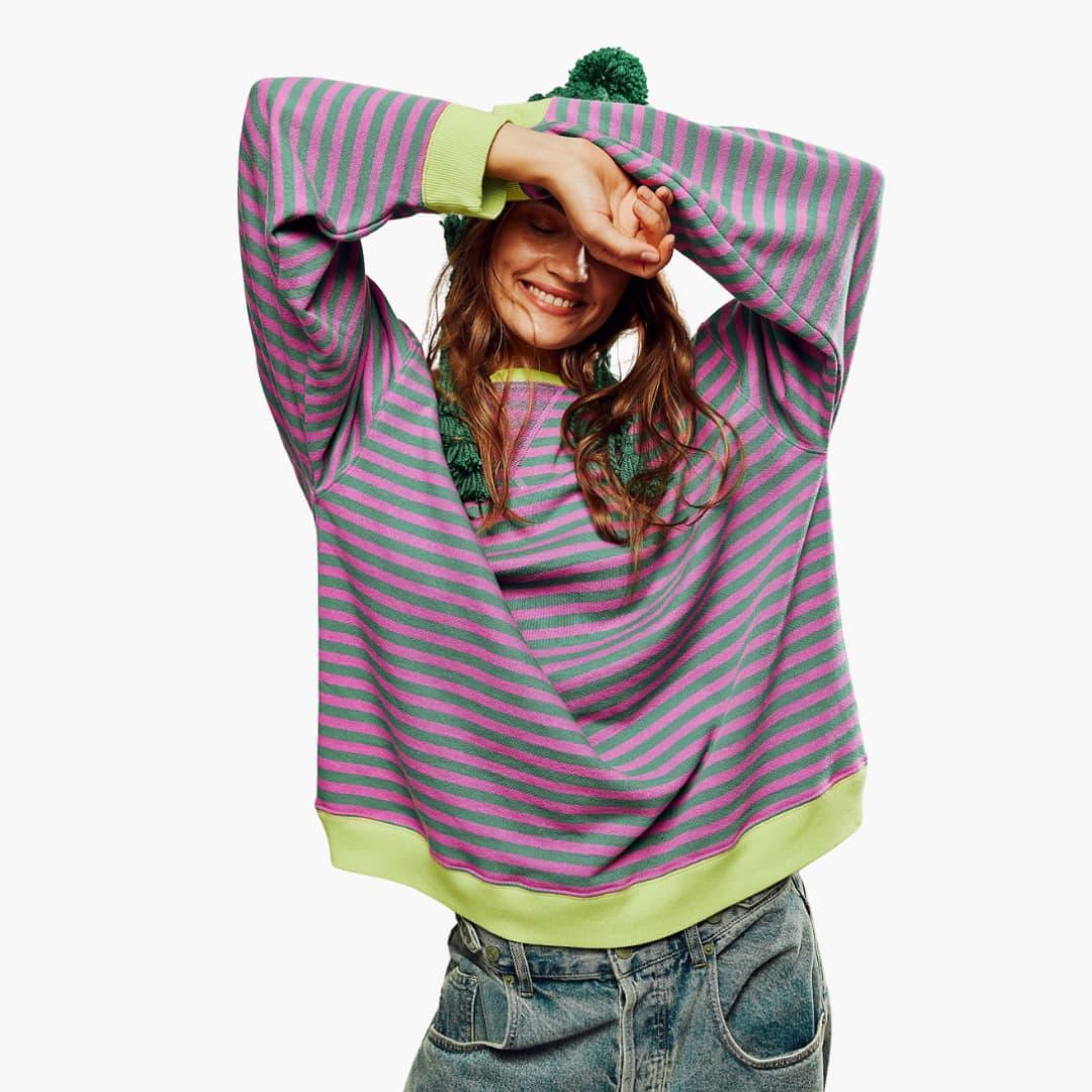 Women's Relaxed-Fit Jumper with Crew Neck and Long Sleeves