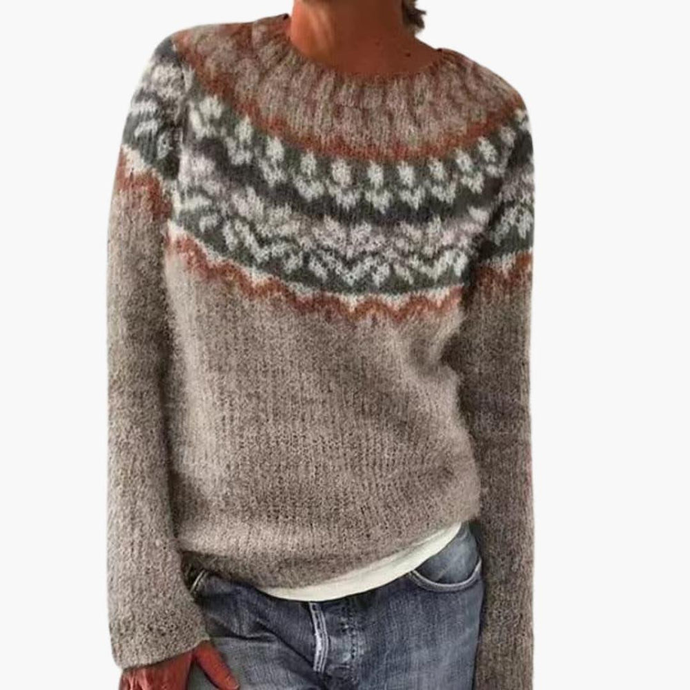 Women’s Knit Jumper with Long Sleeves and Colourful Stripes