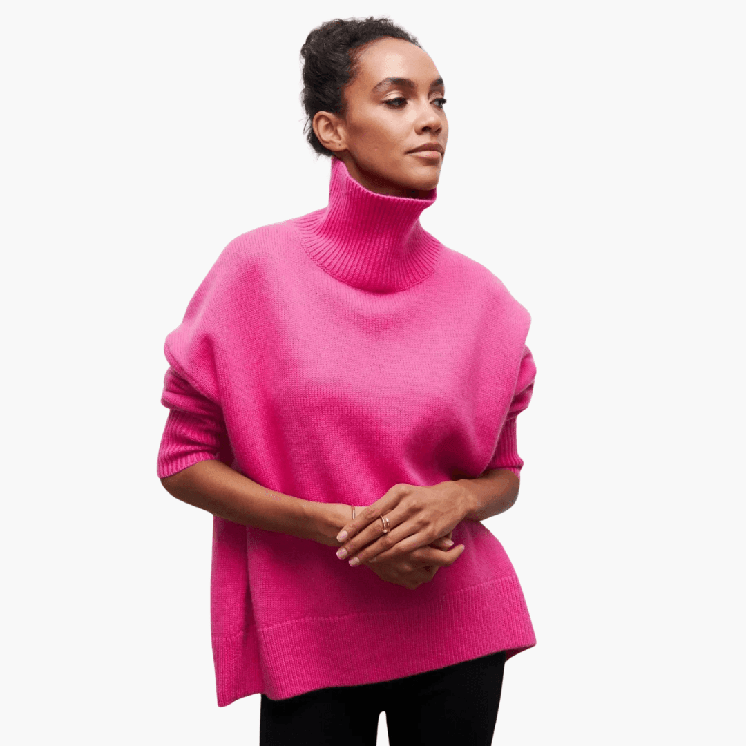 Women's Ribbed Turtleneck Jumper with Long Sleeves and Fitted Silhouette