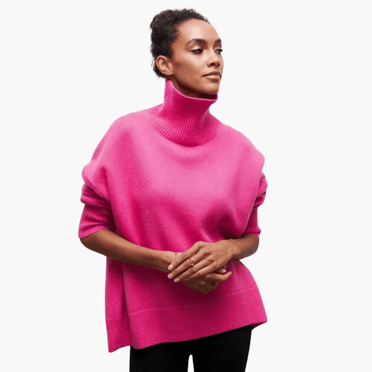 Women's Ribbed Turtleneck Jumper with Long Sleeves and Fitted Silhouette