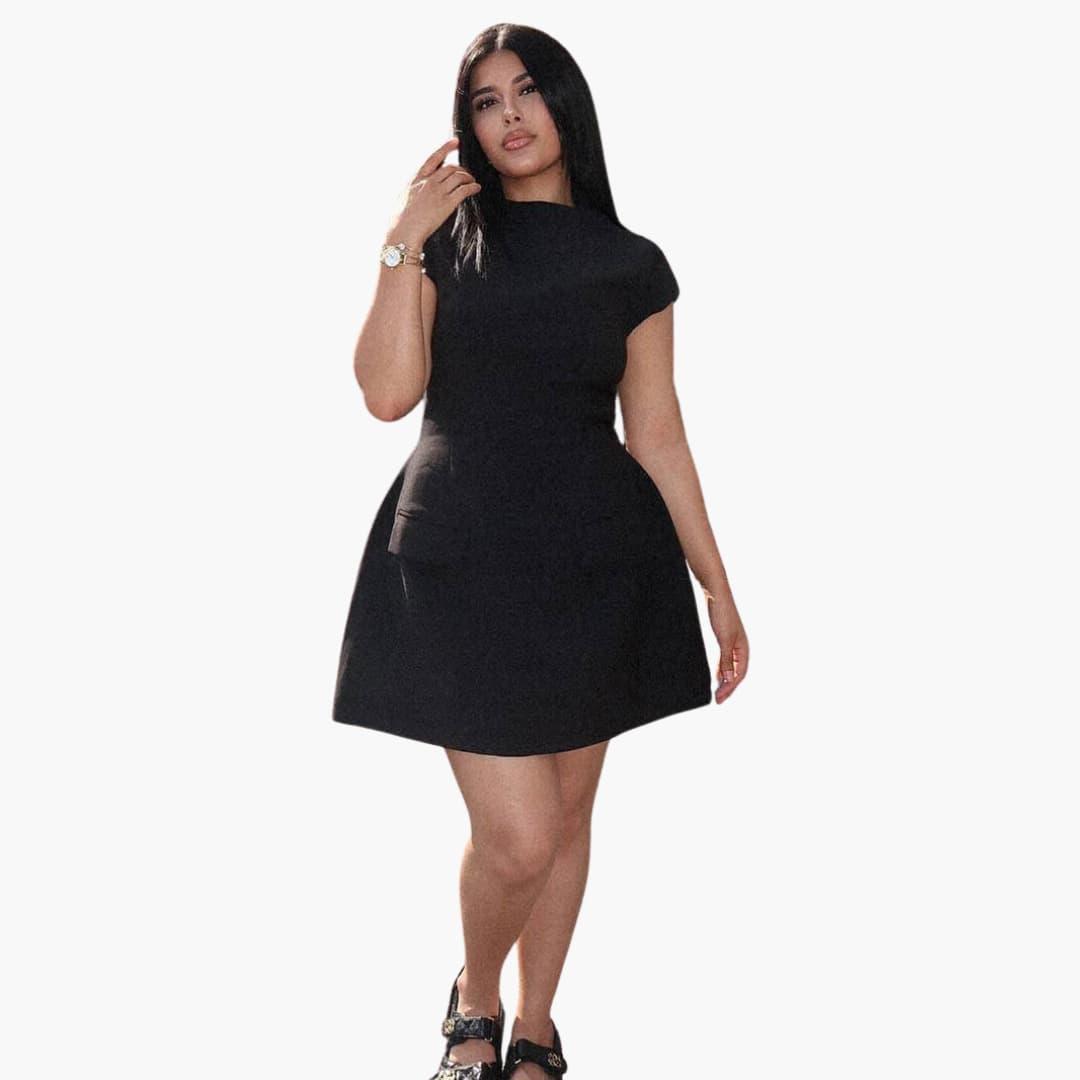 Women’s Mini Dress with Round Neck and Short Sleeves