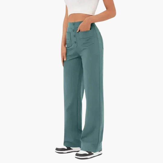 Women's Casual Trousers with Waistband and Front Pockets