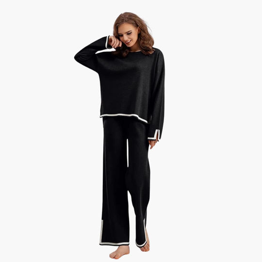 Women’s Two-Piece Set with Long-Sleeve Top and Matching Trousers
