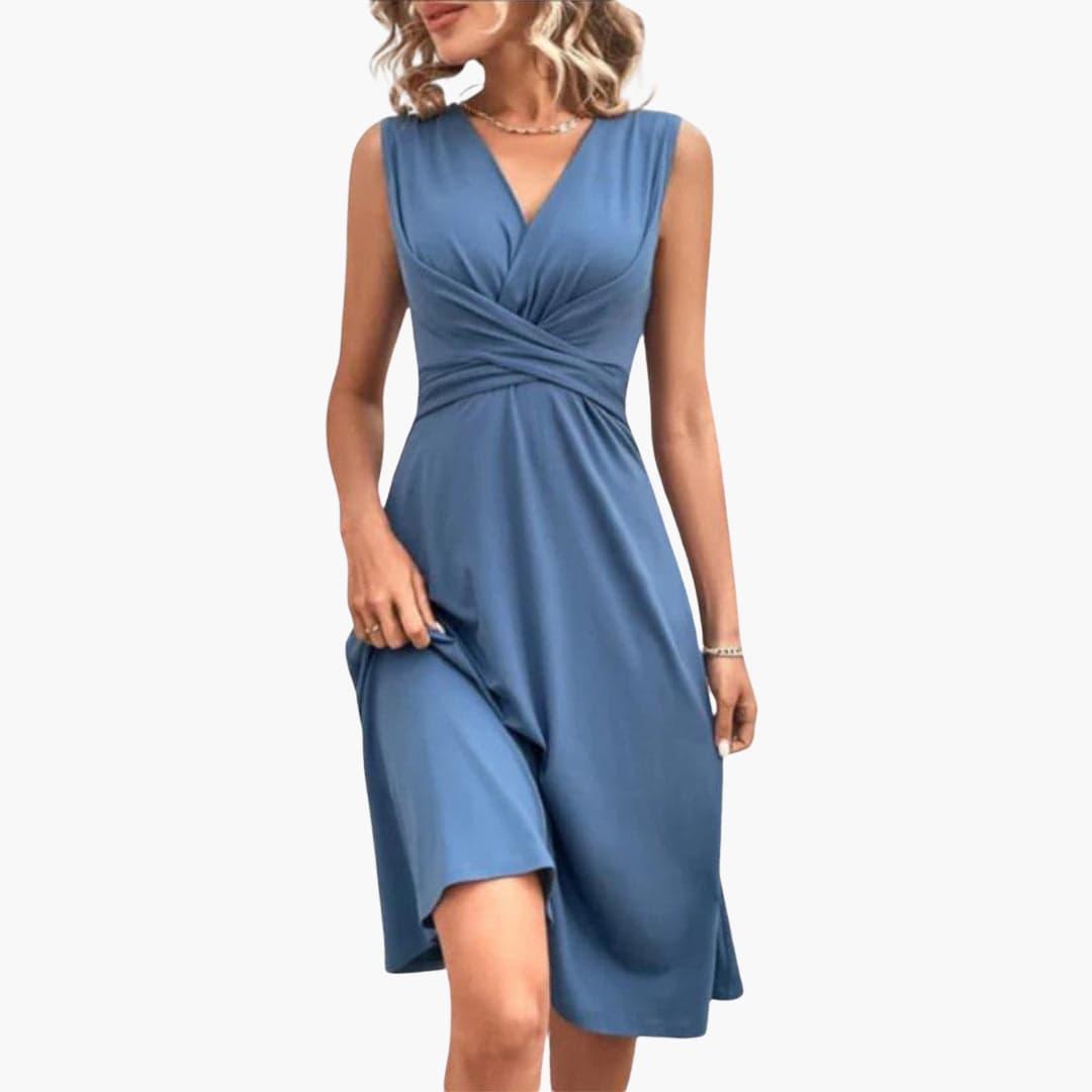 Women's Off-Shoulder Midi Dress with Smocked Waist and Puff Sleeves
