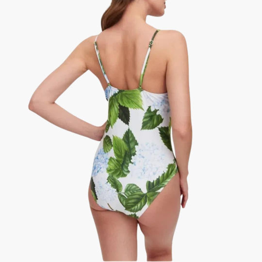 Women’s Swimdress with Attached Skirt and Floral Print