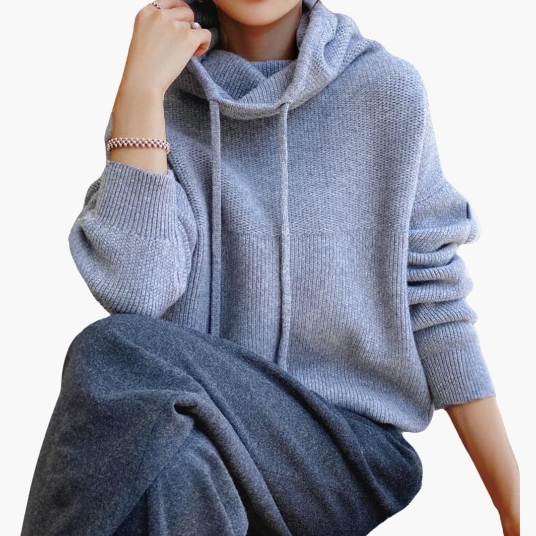 Women's Turtleneck Jumper with Long Sleeves and Drawstring Detail