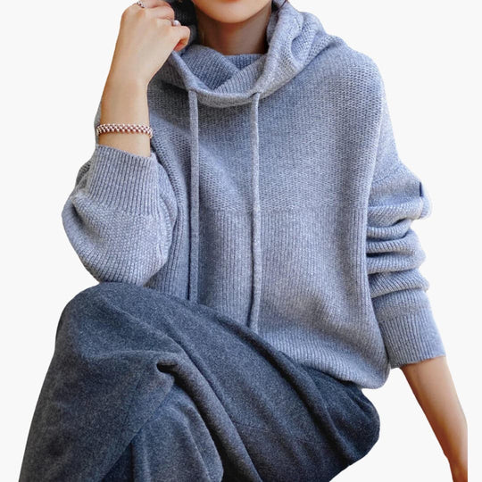 Women's Turtleneck Jumper with Long Sleeves and Drawstring Detail