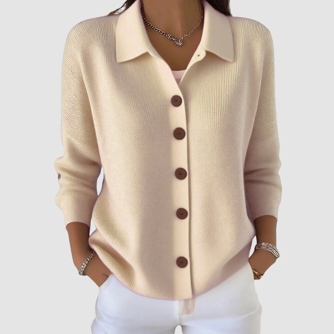 Women's Knit Cardigan with Button-Up Closure and Relaxed Fit