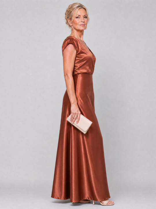 Samouse | Cap Sleeve Wrap Bodice Maxi Dress