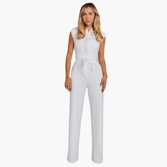 Women's Wide-Leg Jumpsuit with Sleeveless Design and Belted Waist