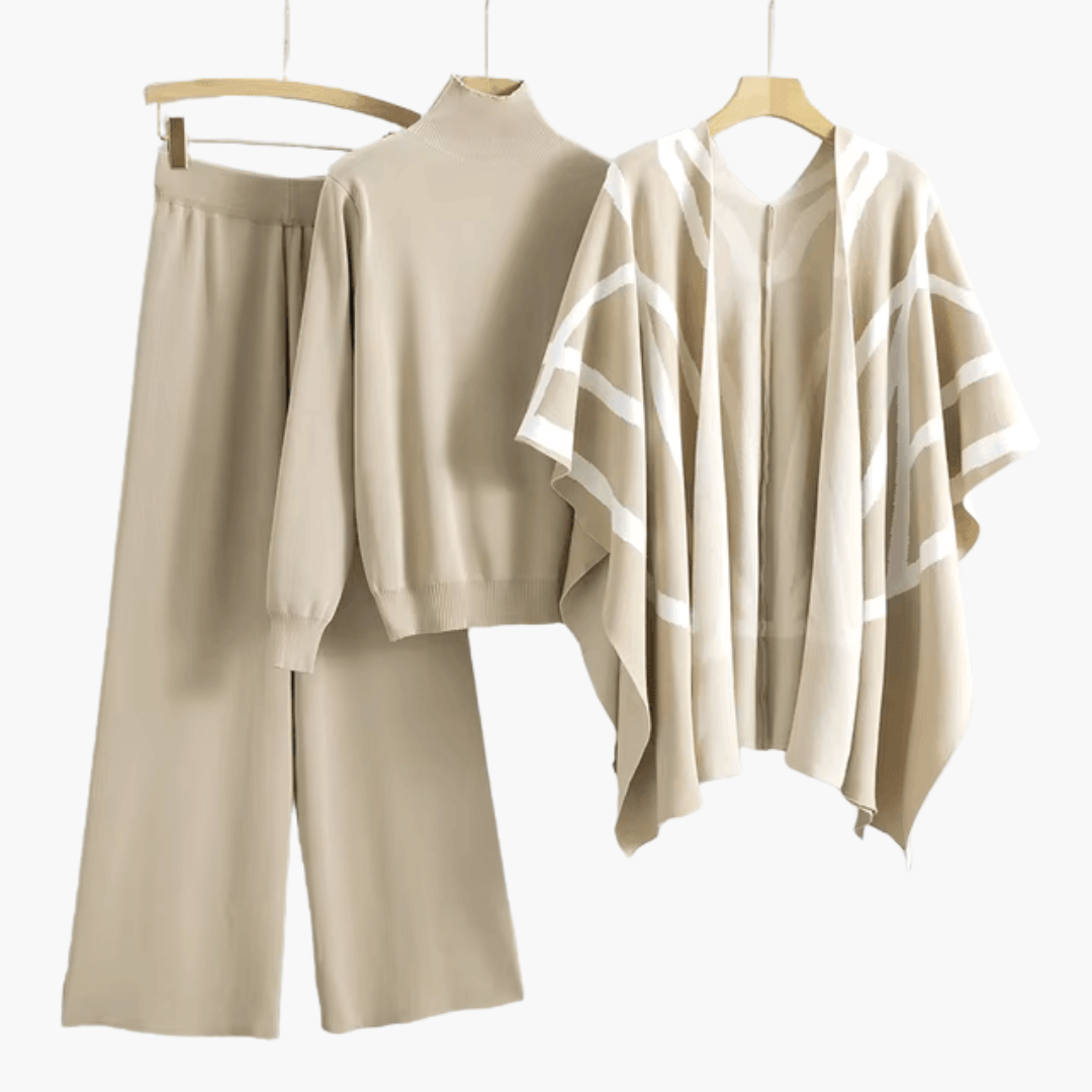 Elegant Soft Knit Three-Piece Cardigan Set