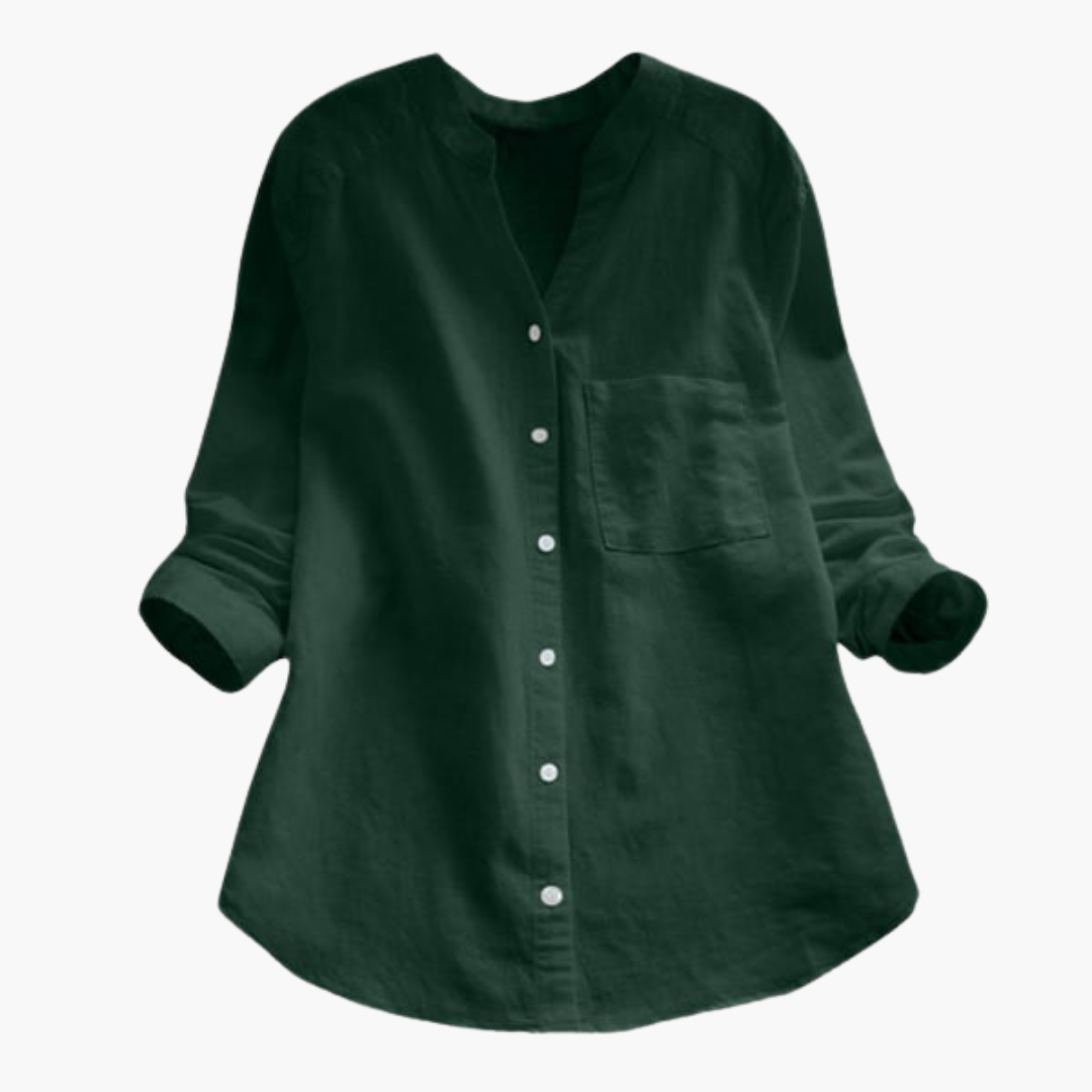 Women's Blouse with Button Front and Stand Collar