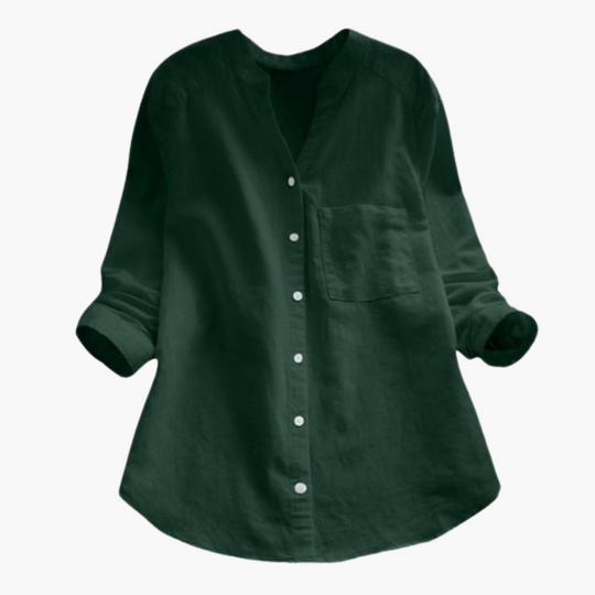Women's Blouse with Button Front and Stand Collar
