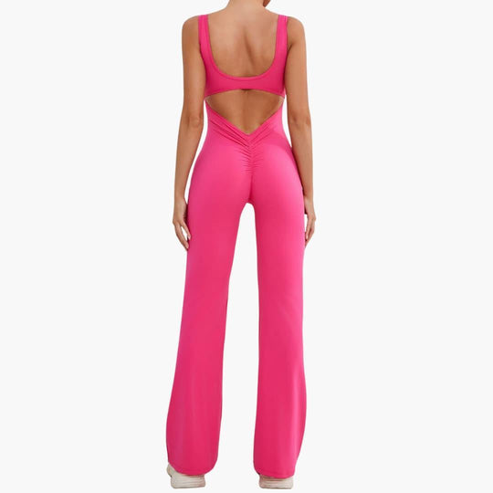 Women's Activewear Tracksuit with Sleeveless Scoop Neck and Flared Leg Trousers