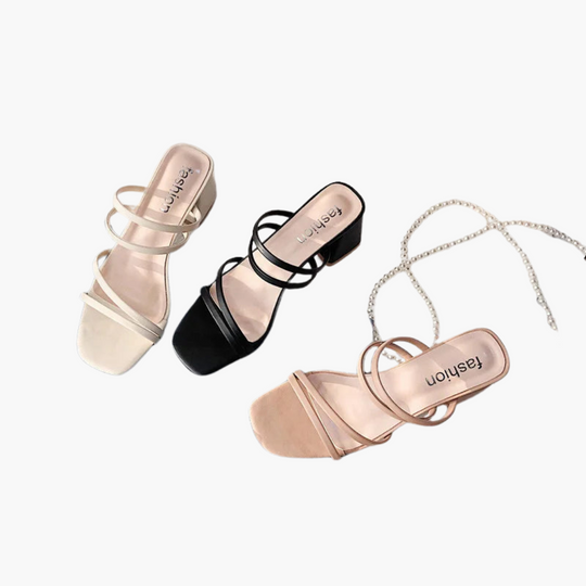 Women’s Heeled Sandals with Strappy Upper and Open Toe