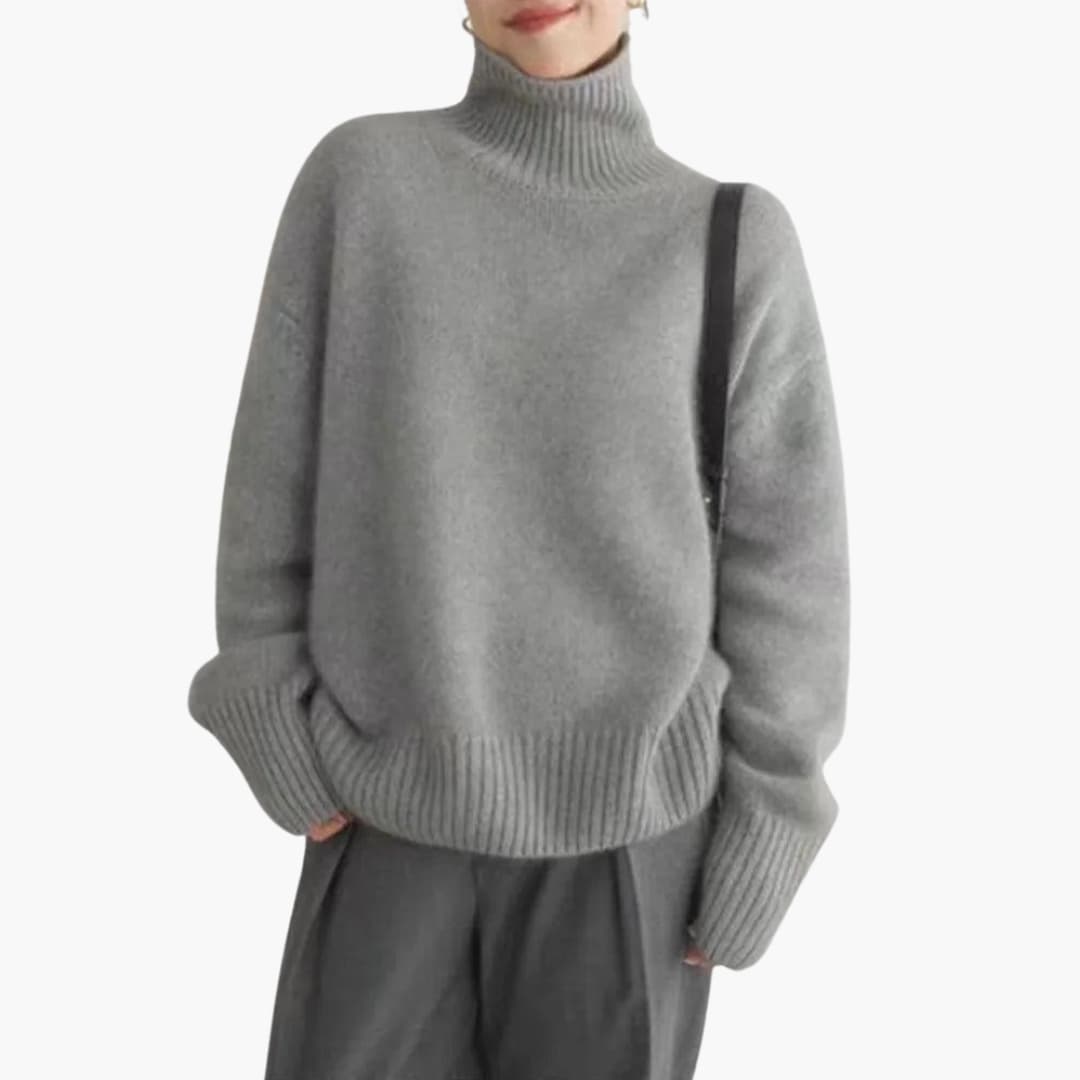 Women's Turtleneck Jumper with Long Sleeves and Ribbed Hem