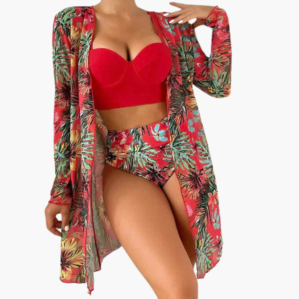 Women’s Bikini Set with Sculpted Top and High-Waisted Bottoms