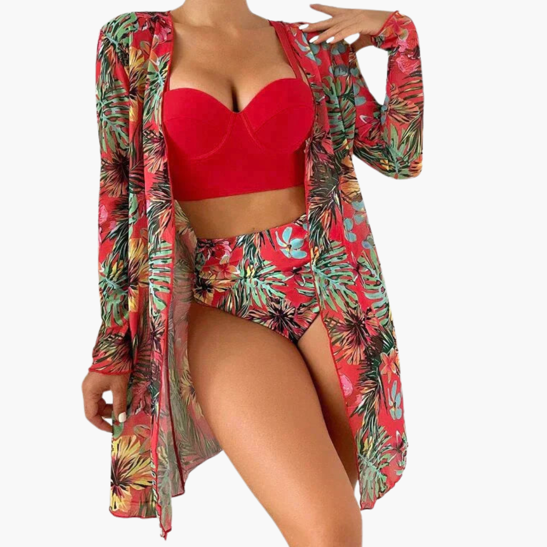 Women’s Bikini Set with Sculpted Top and High-Waisted Bottoms