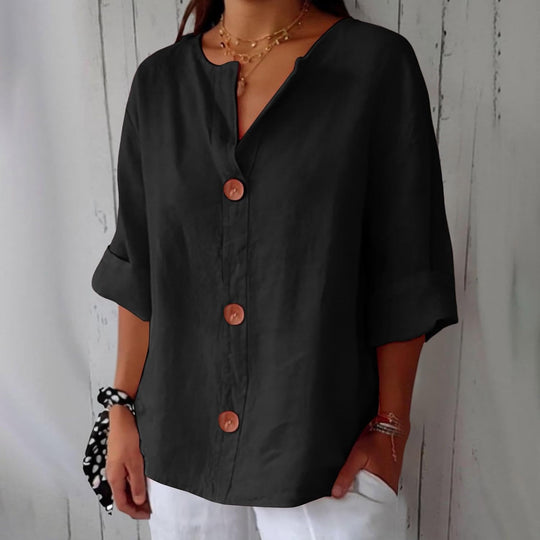 Cotton Linen Top Women – Relaxed Fit Summer Blouse