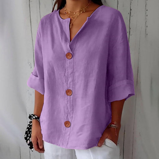 Cotton Linen Top Women – Relaxed Fit Summer Blouse