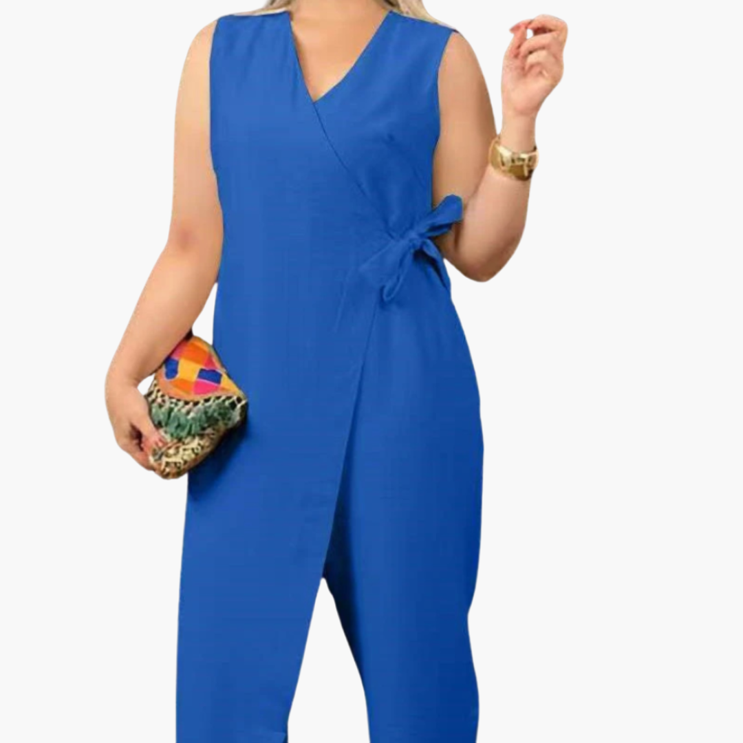 Women’s Jumpsuit with Wrap Front and Tie