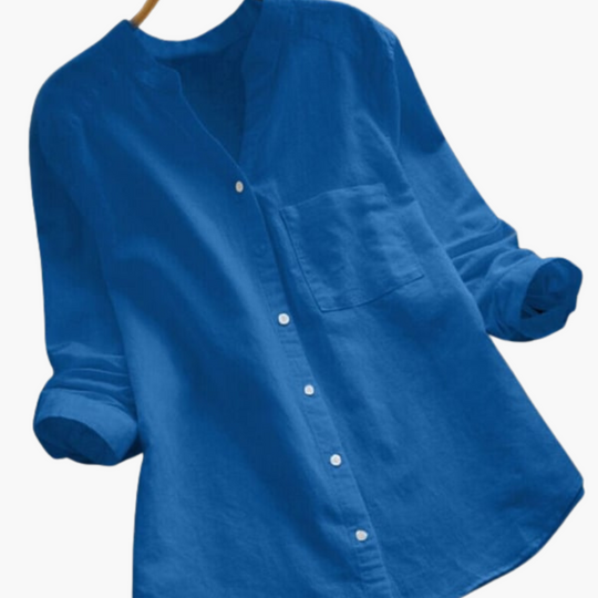 Women's Blouse with Button Front and Stand Collar