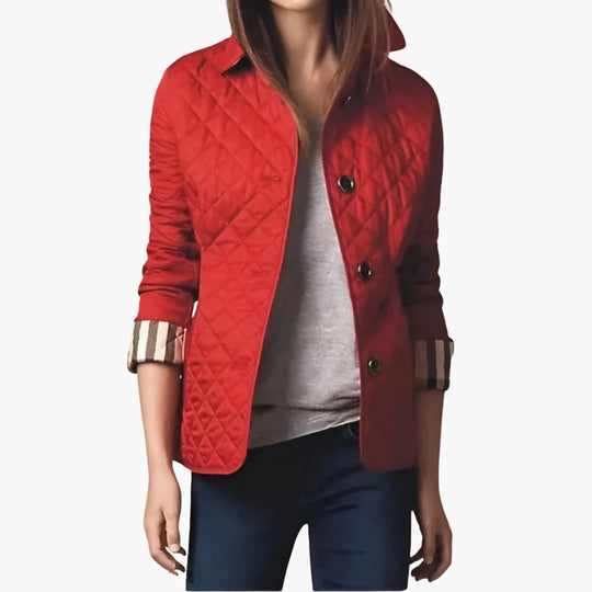 Women's Winter Jacket with Quilted Texture and Button Front