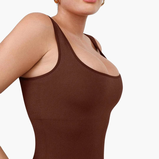 Women’s Sleeveless Jumpsuit with Square Neck and Seamless Fit