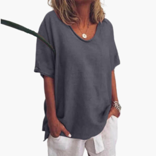 Women's Chiffon Blouse with Long Sleeves and Relaxed Fit