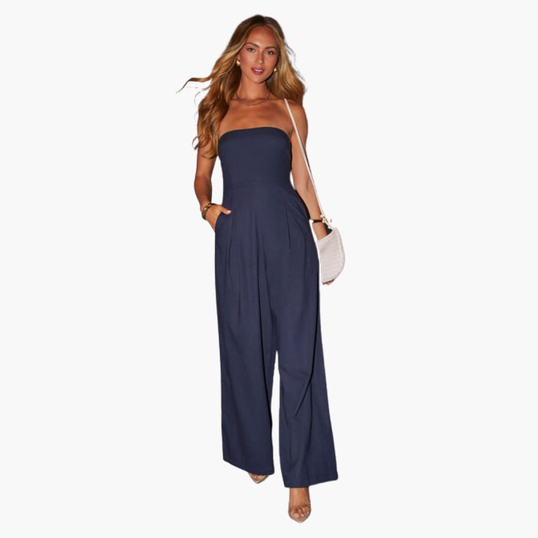 Women’s Straight-Leg Jumpsuit with Plain Woven Finish