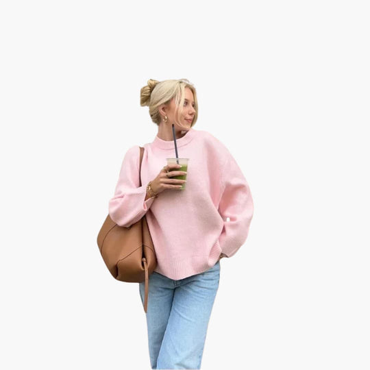 Women’s Knit Jumper with Crewneck and Ribbed Cuffs