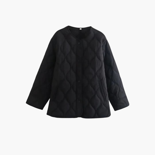 Women’s Winter Puffer Jacket with Snap-Button Closure and Quilted Padding